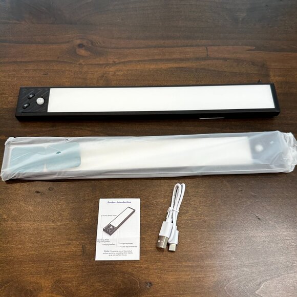 Two (2) Black LED Motion Sensor Lights - Wireless/Rechargable - Picture 1 of 4